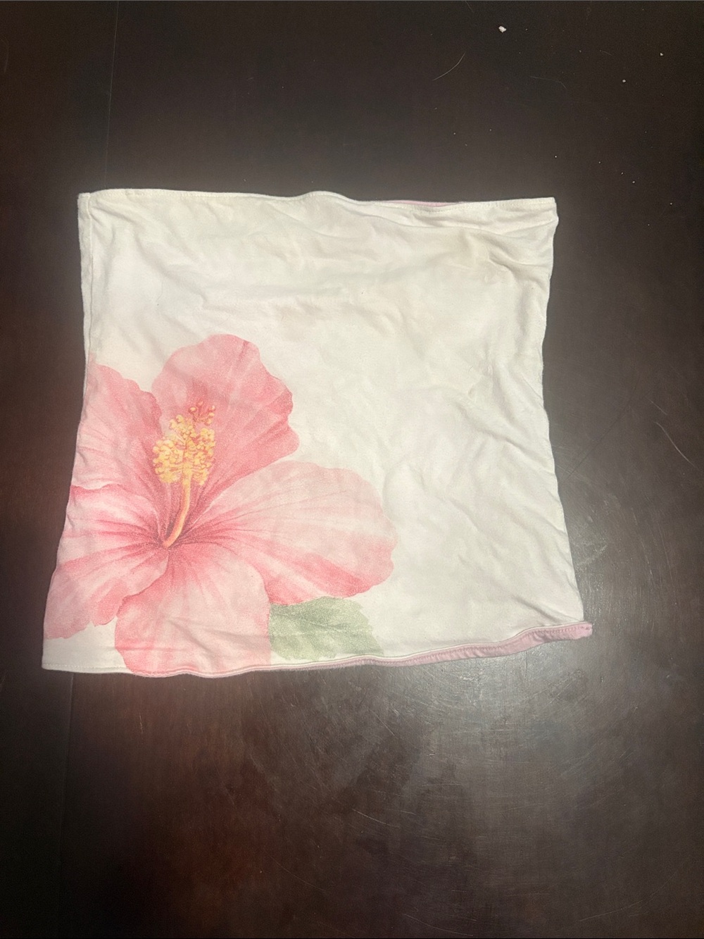 Hollister White Tube Top with Pink Hibiscus Flower
